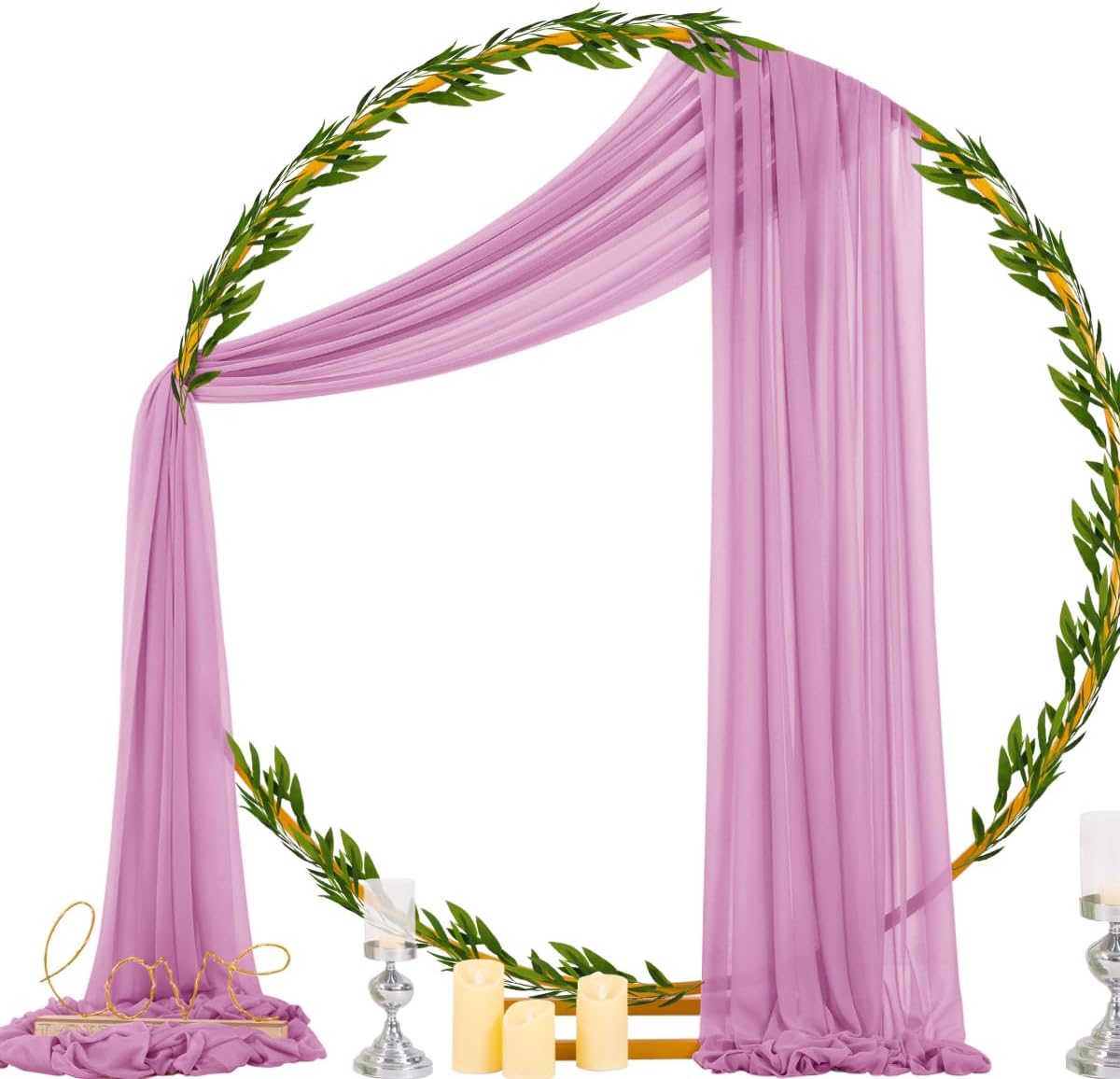 Socomi Purple Sheer Wedding Arch Draping Fabric 29" x 20Ft 4 Panels Outdoor Curtain Drapes Extra Long for Bridal Baby Shower Ceremony Birthday Party Decor