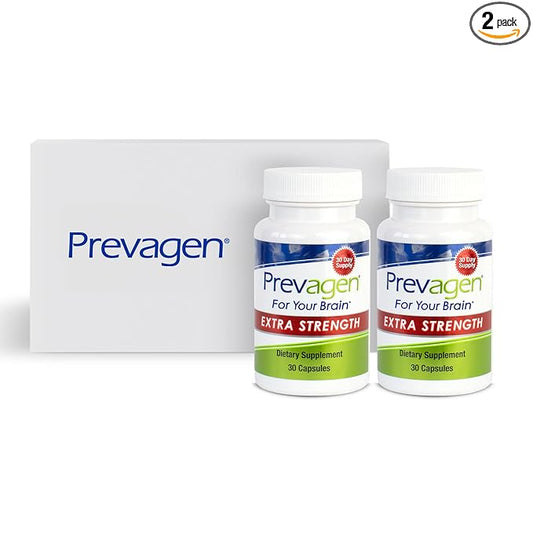 Prevagen Extra Strength 20mg, 30 Capsules |2 Pack| with Apoaequorin & Vitamin D with Attractive and Stackable Storage Box