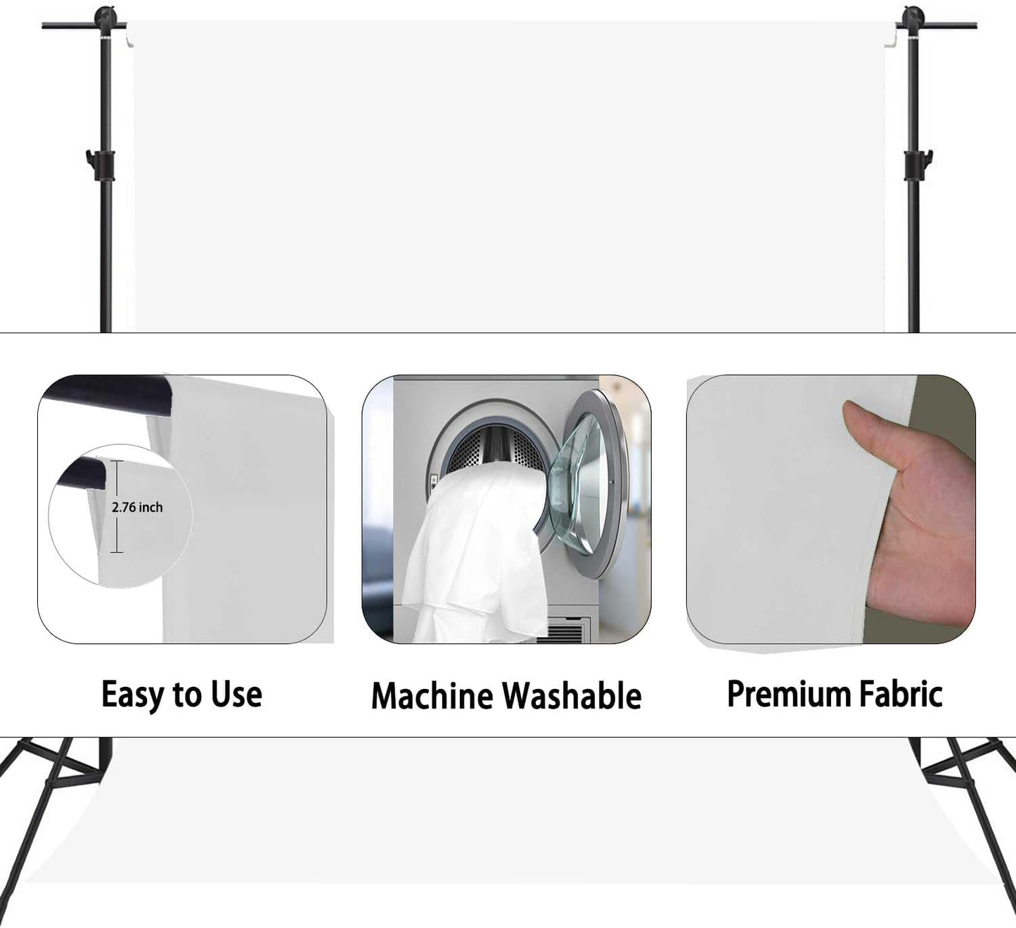 White Photography Backdrop for Photoshoot,Photo Backdrop Curtain,Perfect White Background for Party Portrait Photoshoots Video Studio 8FTx10FT