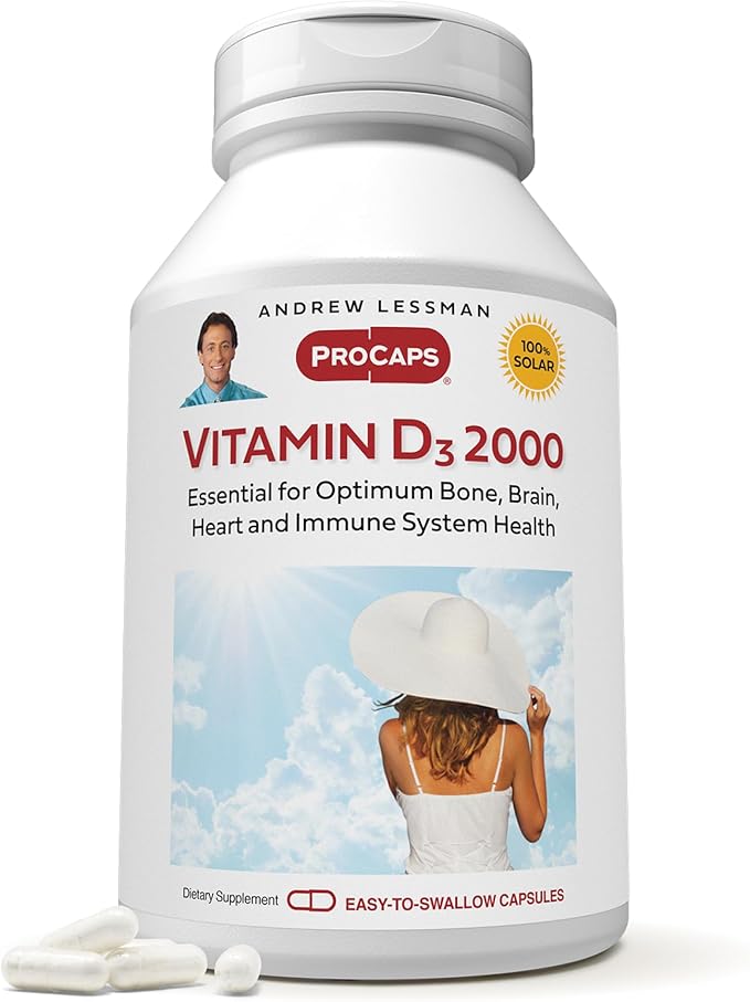 ANDREW LESSMAN Vitamin D3 2000 IU 720 Capsules - High Potency, Essential for Calcium Absorption, Supports Bone Health, Healthy Muscle Function, Immune System, More. Small Easy to Swallow Capsules