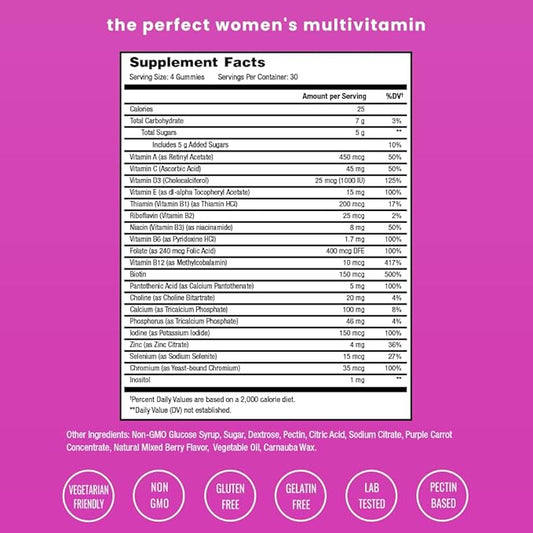 NutraChamps Multivitamin for Women, 120 Count, Vitamins A, B, C, D, E, Biotin, Folic Acid, Womens Gummy Multivitamins, Chewable Daily Multi Gummy Vitamins for Women