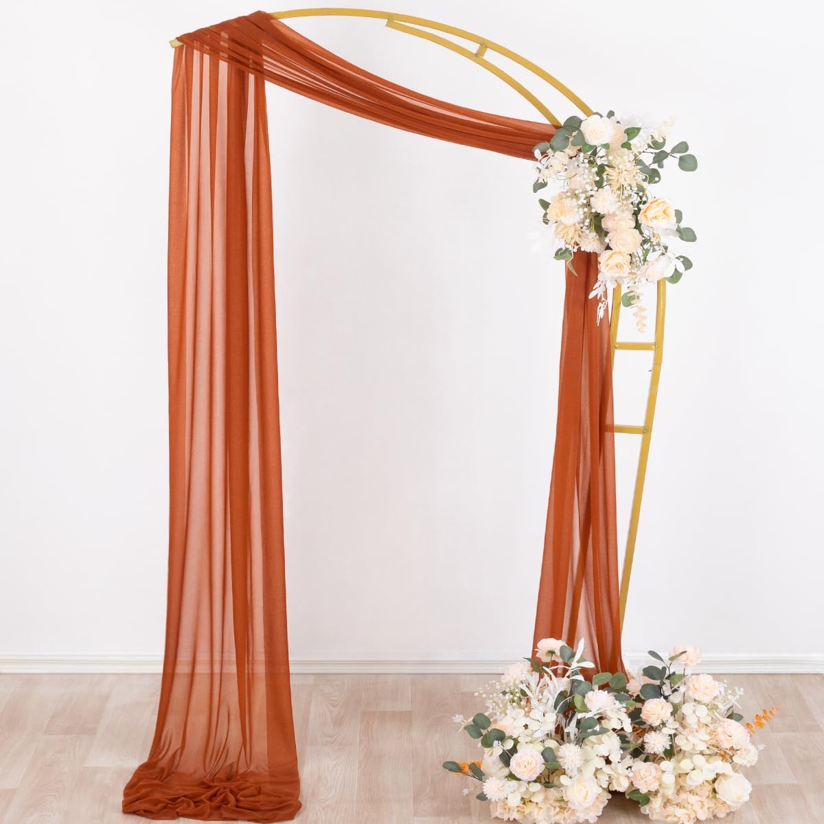 Socomi Terracotta Sheer Wedding Decor Fall Draping Fabric 29" x 20Ft 2 Panels Arch Outdoor Curtain Drapes Extra Long for Bridal Baby Shower Birthday Party Decor