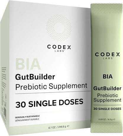 Prebiotics for Digestive Health & Immune System Support – Dietary Fibers, Antioxidants & Superfoods for Gut Barrier Strength & Gut Microbiome Balance | 30-Day Supply | Codex Labs BIA GutBuilder