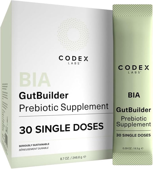 Prebiotics for Digestive Health & Immune System Support – Dietary Fibers, Antioxidants & Superfoods for Gut Barrier Strength & Gut Microbiome Balance | 30-Day Supply | Codex Labs BIA GutBuilder