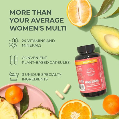 Primal Harvest Multivitamin for Women Vitamin A, Vitamin C, Vitamin D and E, Vitamin B12, B6, Biotin, Zinc Supplements, 60 Capsules (Womens 2 Pack)