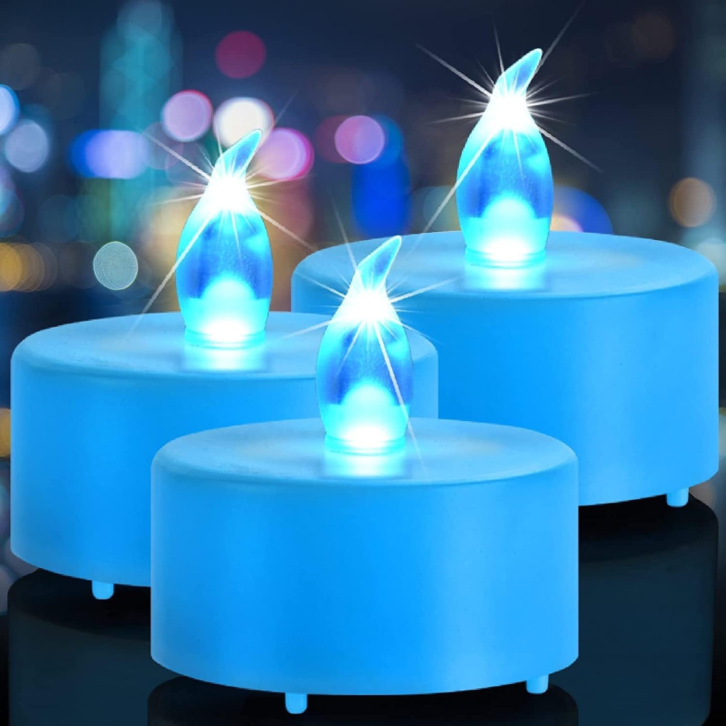 LED Tea Lights Candles- 50PACK Flameless Candles Realistic and Bright Flickering Long Lasting 200Hours for Holiday Celebration,Home Decoration Blue