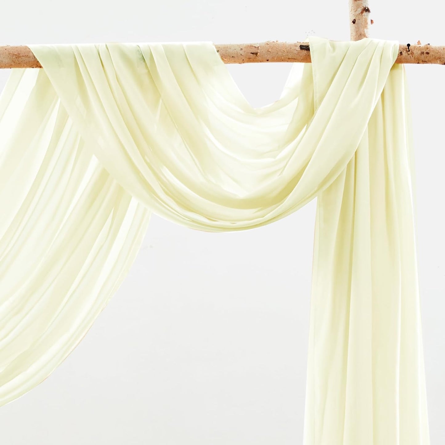 Wedding Arch Draping Fabric, 2 Panels 6 Yards Ivory Sheer Backdrop Curtain Chiffon Fabric Drapery for Wedding Ceremony Reception Swag Decorations (Ivory Drapes Curtain, (2 Panels) 6 Yards/36ft)