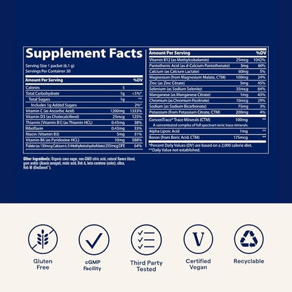 Trace Minerals Power Pak - Daily Health Support Supplement with Vitamins & Minerals - Power Packet Aids Immune Health & Hydration - Mix Powder Supports Bodily Functions - Tangerine (30 Servings)