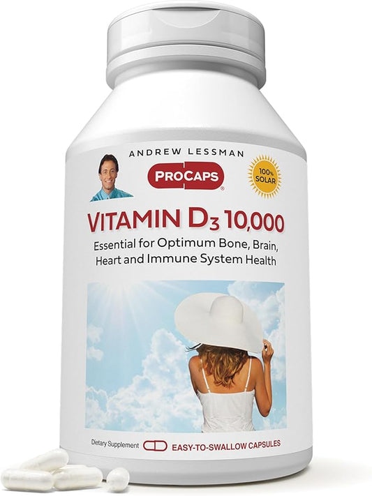 ANDREW LESSMAN Vitamin D3 10,000 IU 720 Capsules - High Potency, Essential for Calcium Absorption, Supports Bone Health, Healthy Muscle Function, Immune System, More. Small Easy to Swallow Capsules