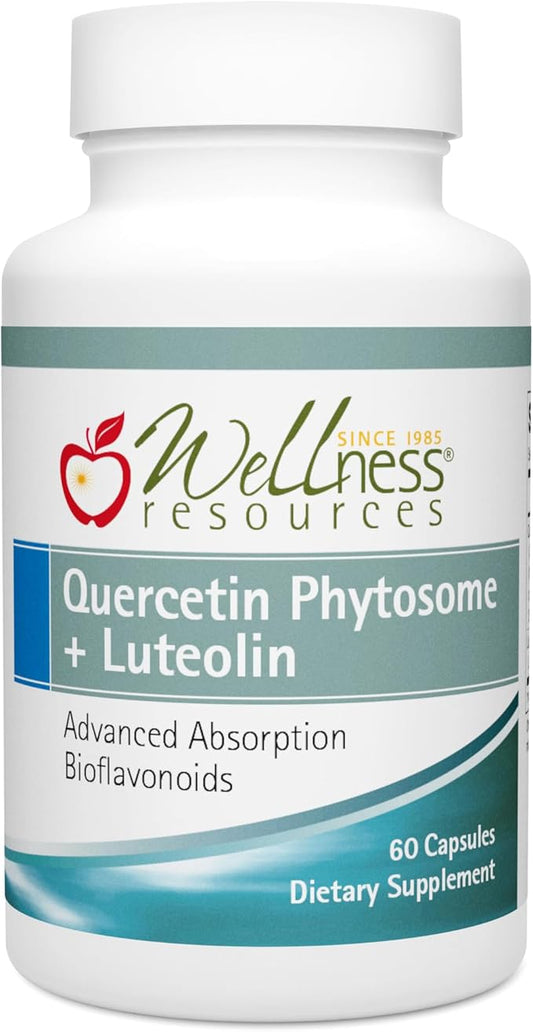 Wellness Resources Quercetin Phytosome 250 mg with Luteolin 100 mg, Mast Cell Stabilizer & Natural Histamine Support for Seasonal Allergies, NAD Support and Neuroprotective Supplement (60 Capsules)