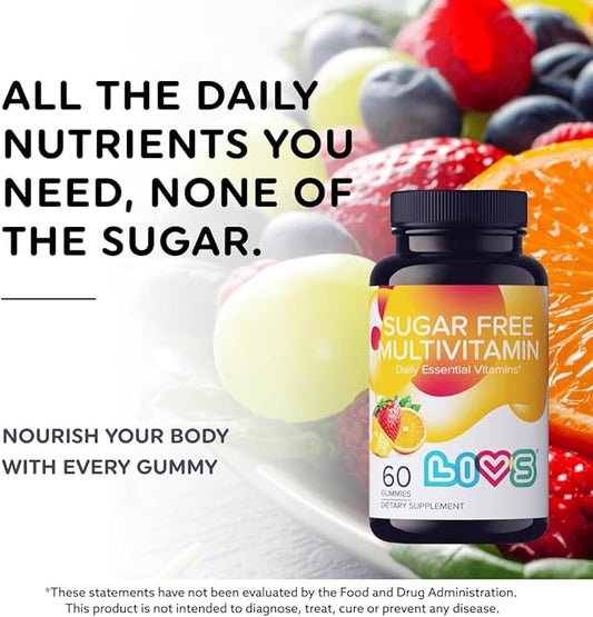 Sugar Free Multivitamin Gummies for Adults & Kids – Vegan Gummy Vitamin with A, C, D, B-Complex (B3, B5, B6, B12), Biotin & Zinc | Multivitamin Supplements for Overall Wellness & Support - 120 Ct