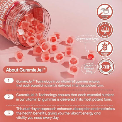 Vitamin B1 & Methylated Vitamin B Complex Gummies - All B Vitamins, Benfotiamine, Thiamine & Inositol, Methylated B1 B2 B6 Multivitamins, L-methylfolate, Methyl B12 for Nerve Cognition Energy, 120Cts