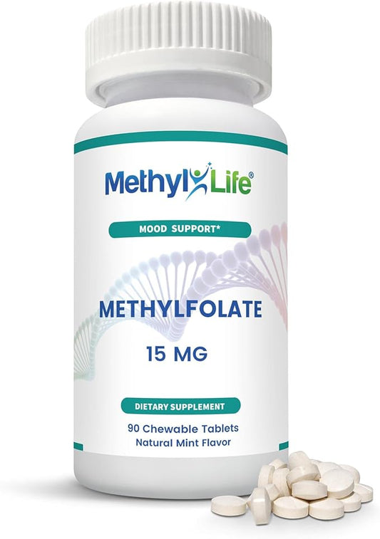 L-Methylfolate 15mg – L Methyl folate Supplement for Women & Men, Premium Cerebrofolate Formula (5-MTHF) – High Bioavailability Active Folate | 90 chewable Tablets 3 Months Supply Non-GMO, Gluten-Free