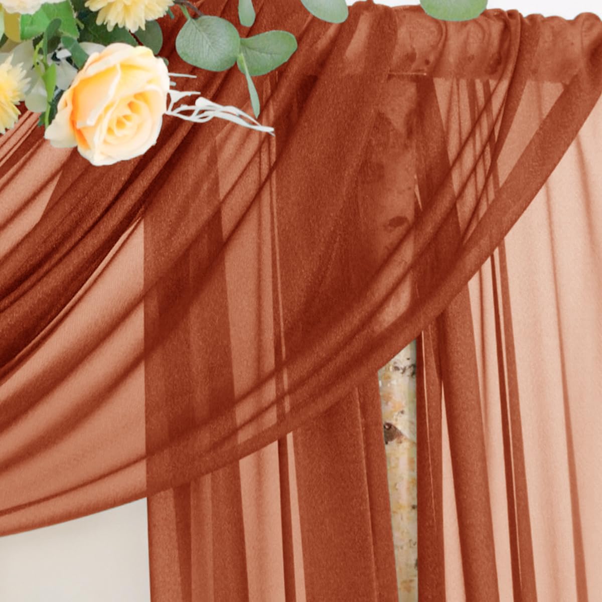 Fall Terracotta Wedding Arch Draping Fabric 1 Panel 29" × 20FT Sheer Drapes Outdoor Curtain for Wedding Ceremony Baby Bridal Shower Arch Ceiling Backdrop Decor