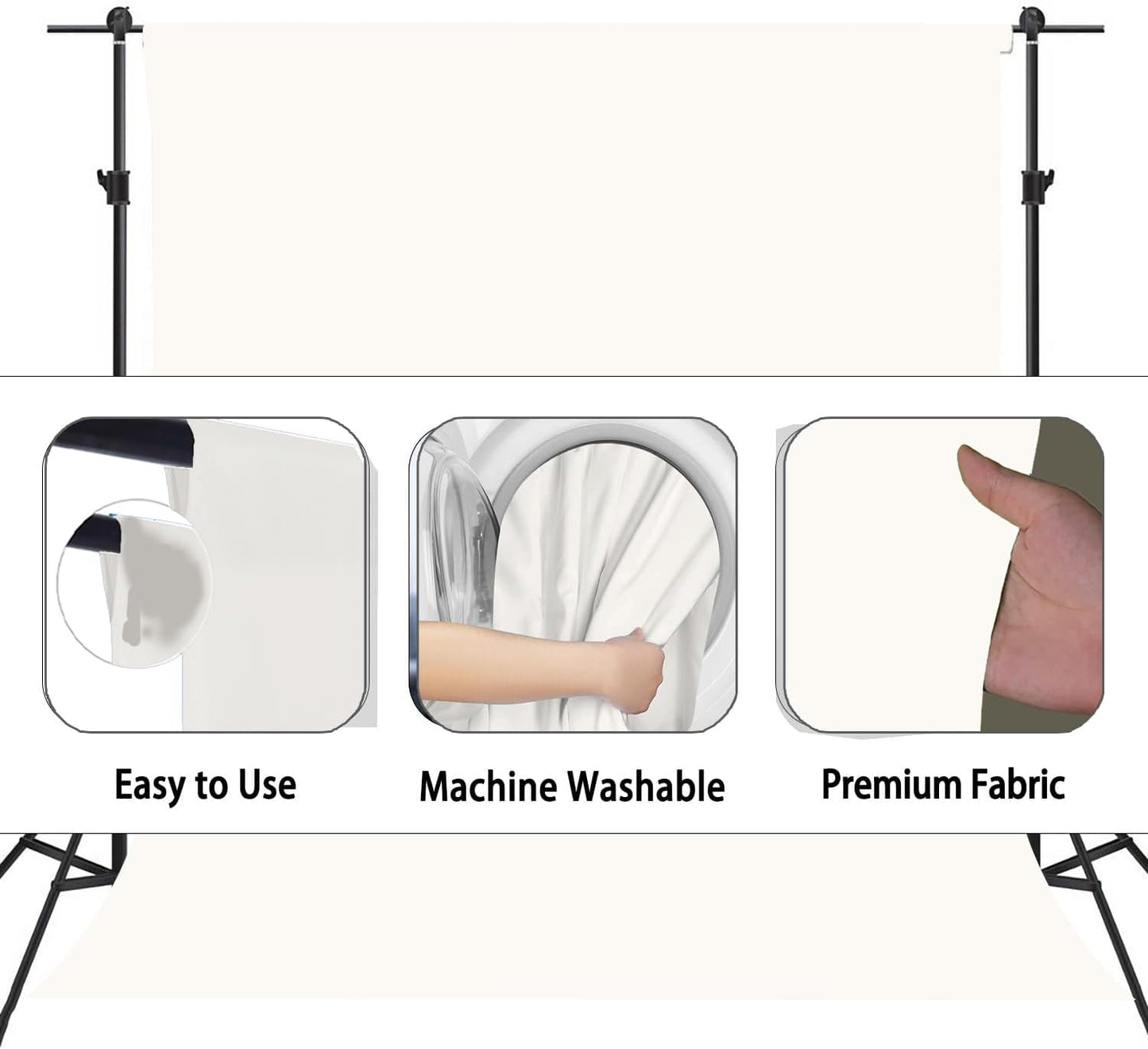 Ivory Photography Backdrop for Photoshoot, Photo Backdrop Curtain, Perfect Ivory Backdrops for Party Portrait Photoshoots Video Studio 6FTx9FT