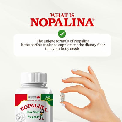 Nopalina Fiber Formula | 120 Capsules | Flax Seed, Psyllium, Oat and Wheat Bran, Omega 3, 6 & 9 | Gut Health & Regularity | The Original