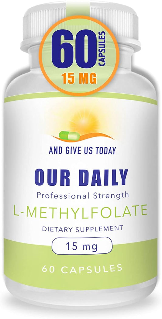 AND GIVE US TODAY OUR DAILY L-Methylfolate 15 mg 15000 mcg Maximum Strength Active Folate, 5-MTHF, Non-GMO, Vegetarian Capsules 60 Count (2 Month Supply)