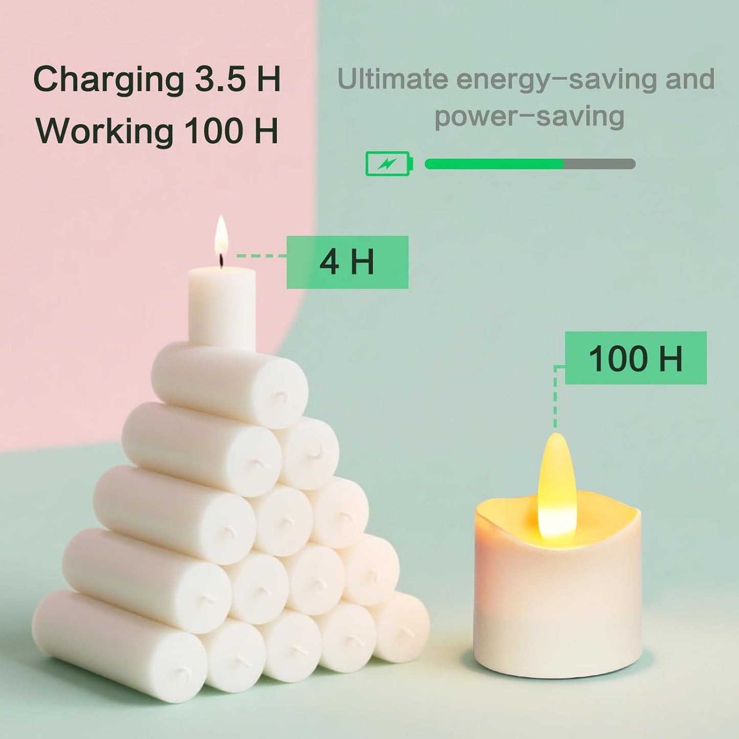 HL Flameless Candles with Remote Timer, 100+Hours Rechargeable Waterproof Battery Operated Tea Lights with Charging Base, Yellow LED Votive Floating Candles for Festival Wedding Home Party Decor-12pc