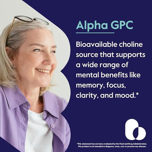 BESTVITE Alpha GPC Choline 600mg Per Serving (120 Veggie Capsules) - No Stearates - Vegan - Non GMO - Gluten Free