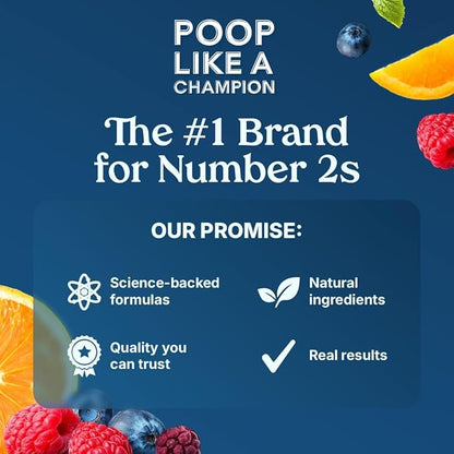 Poop Like a Champion Fiber Gummies – 5g Fiber per Serving, Non-GMO, Vegan, Digestive Support, 60 Pieces per Bottle