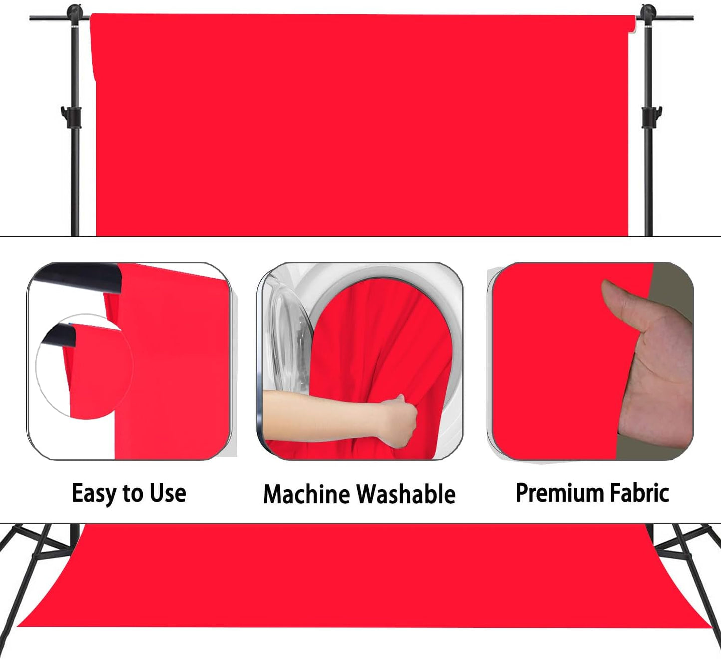 Red Photography Backdrop for Photoshoot, Photo Backdrop Curtain, Perfect Red Backdrops for Party Portrait Photoshoots Video Studio 10FTx10FT