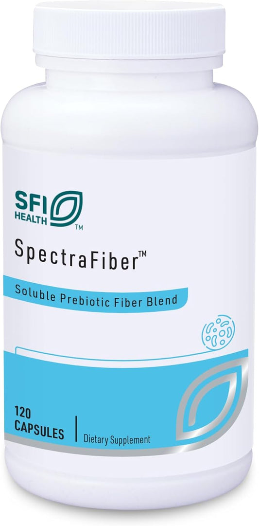 Klaire Labs SFI Health Spectrafiber - Hypoallergenic 9 Soluble Fiber Blend with Apple Pectin & Glucomannan, No Psyllium & Gluten-Free (120 Capsules)