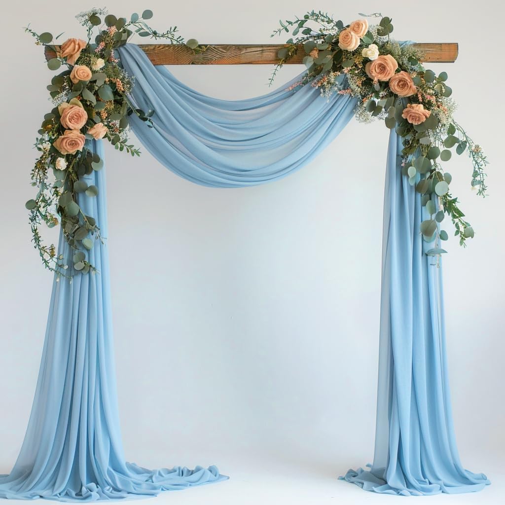 Wokceer Wedding Arch Draping Fabric 28.7" x 20FT Baby Blue Sheer Drapes Backdrop Arch Draping Fabric for Wedding Ceremony Birthday Party Bridal Shower Decoration