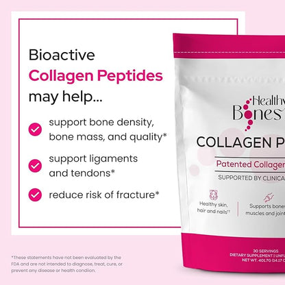 FORTIBONE Premium Bone Health Collagen Peptides w/FORTIGEL, VERISOL, TENDOFORTE | Clinically-Supported for Bones Joints Skin Hair Nails | Hydrolyzed Collagen Complete Anti-Aging Formula | 6 Pack
