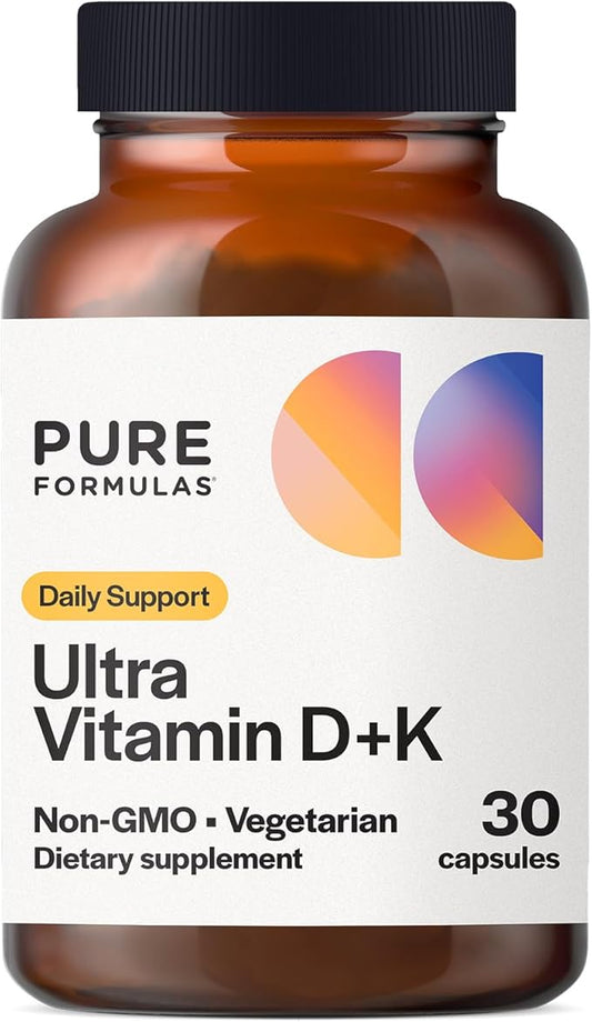 Vitamin D3 K2 Vitamin 5000 IU - VIT D3 K2 Supplement for Calcium Absorption, Bone Strength, Cardiovascular & Immune Function Support, Soy-Free, Non-GMO 30 Vegetarian Capsules