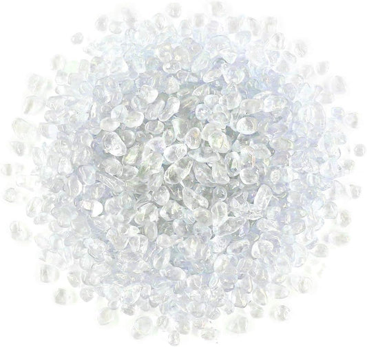 Hilitchi Glass Stones Rock Crystals Gemstones for Event Weddings Birthday Decoration Vase Fillers Table Scatter Party Table Decoration (White Rainbow Moonstone Aprox 1lb/455g/Bag)