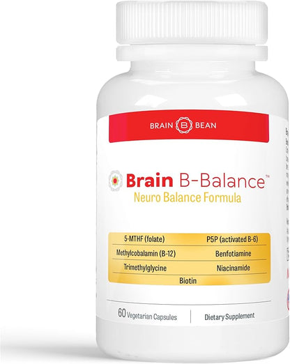 Brain B Balance: Methylated Multivitamin - Methylated B Complex Neurobalance Formula - Methylfolate Supports Mood.Mind.Memory - 60 Vegan Capsules