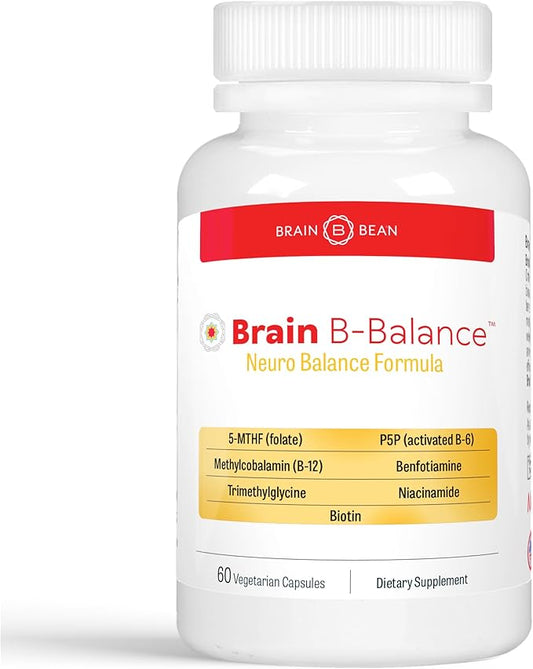 Brain B Balance: Methylated Multivitamin - Methylated B Complex Neurobalance Formula - Methylfolate Supports Mood.Mind.Memory - 60 Vegan Capsules