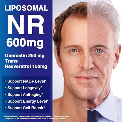 Lovita Liposomal NR (Nicotinamide Riboside) 1000 mg with Quercetin & Trans-Resveratrol, Support Cellular Health and Healthy Aging, 100 Vegan Enteric-Coated Capsules