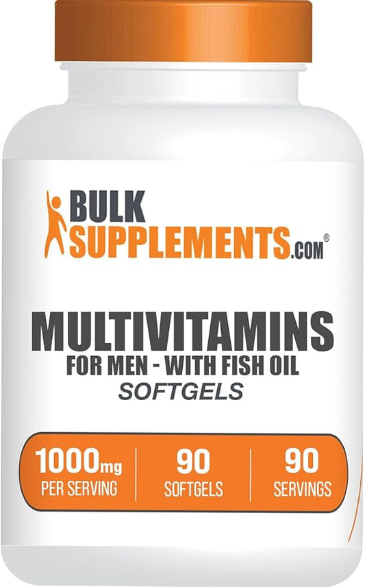 BulkSupplements.com Multivitamin for Men Softgels - Daily Multivitamin, Multimineral Supplement, with Fish Oil - Gluten Free, 1 Softgel per Serving, 90 Count (Pack of 1)