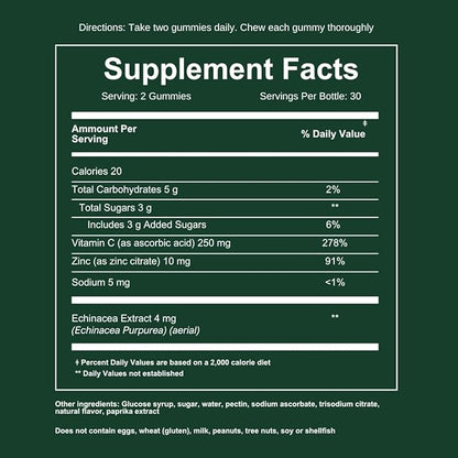 WEEM Immune Support Gummies - Vitamin C - Zinc - Echinacea - Health System Support - Alternative to Pills, Gluten-Free, Natural Supplement for Kids and Adults - 3 Pack