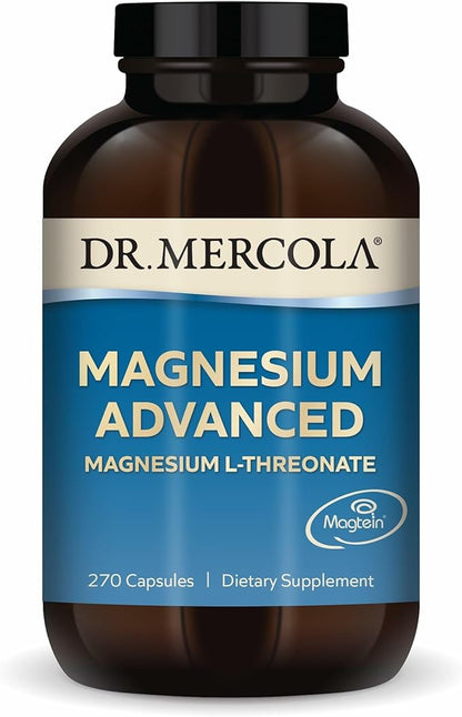 Dr. Mercola Magnesium Advanced - Supports Bone, Joint & Brain Health - Contributes to More Restful Sleep - Non-GMO, Gluten-Free & Soy-Free - 270 Capsules (90 Servings)