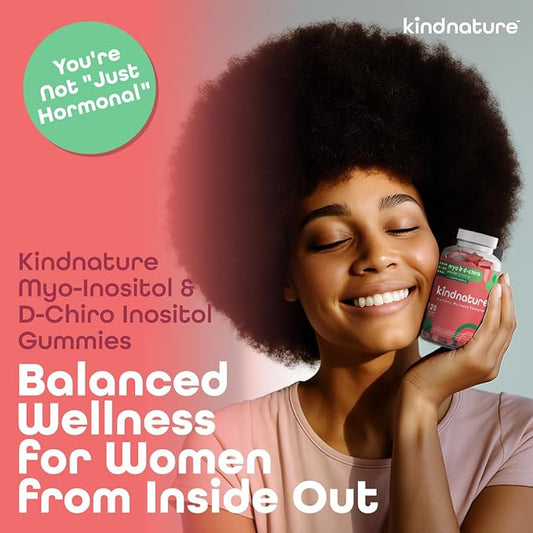 Kind Nature Myo-Inositol & D-Chiro Inositol Gummies with Vitamin D & Folate - Ideal 40:1 Ratio - 30 Day Supply