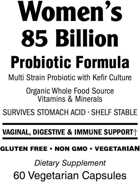 Women's 85 Billion PROBIOTIC Capsule with Prebiotics, Probiotics, Digestive Enzymes, Organic Vitamins & Minerals (4-in-1) Formula