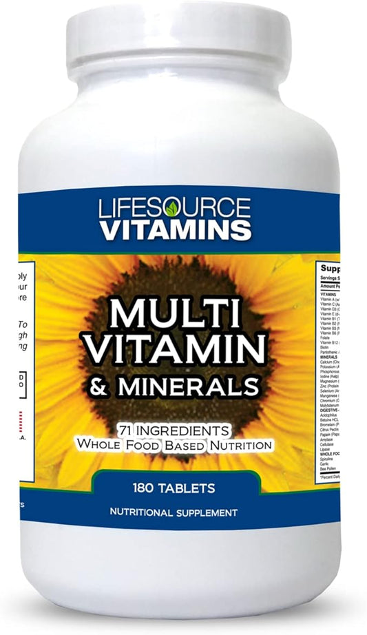 LifeSource Complete Multi Vitamin & Minerals (180 Tablets) Includes 71 Whole Food Ingredients