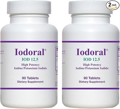 Iodoral 12.5 mg Supplement - Iodine Supplements for Thyroid Support, Potassium Iodide Tablets, Lugol Solution, Daily Vitamins and Minerals, High Potency Iodine Tablets - 90 Count (Pack of 2)