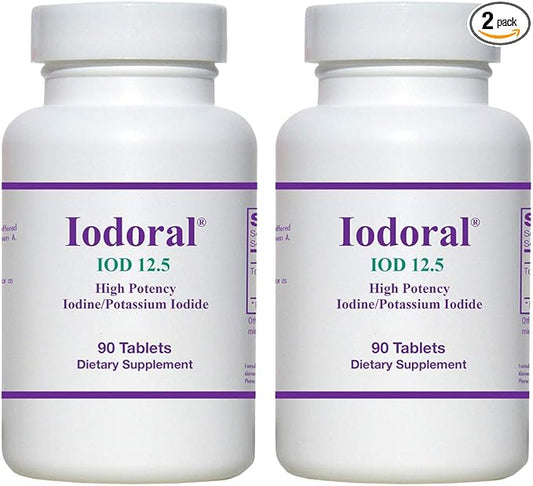 Iodoral 12.5 mg Supplement - Iodine Supplements for Thyroid Support, Potassium Iodide Tablets, Lugol Solution, Daily Vitamins and Minerals, High Potency Iodine Tablets - 90 Count (Pack of 2)