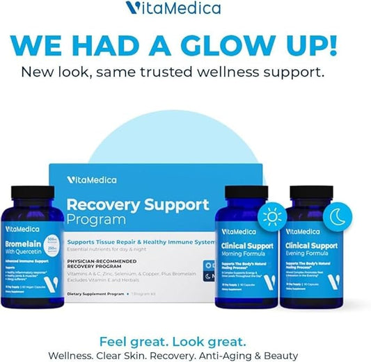 Clinical-Grade Post Surgery Recovery Support Supplement Program, Comprehensive, Physician-Designed Formulation to Support Healing with Vitamins, Minerals, Antioxidants, Bromelain and Quercetin