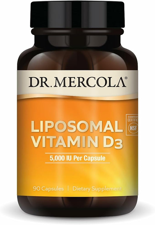 Dr. Mercola Liposomal Vitamin D3 - Supports Heart, Bone & Immune Health - 5,000 IU Per Serving - Non-GMO, Soy Free & Gluten Free - 90 Capsules (90 Servings)