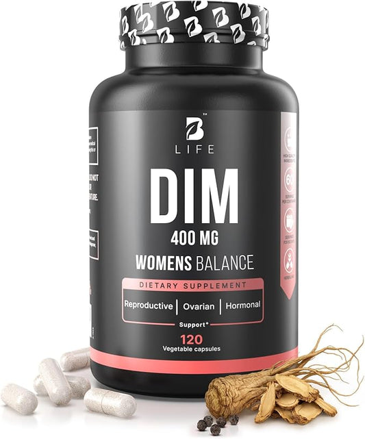 DIM Supplement 400 mg with Myo & D-Chiro Inositol, Dong Quai – Hormone Balance for Women – PCOS Supplements & Fertility Supplements – Inositol Supplement for Women - 120 Caps - 60 Day Supply