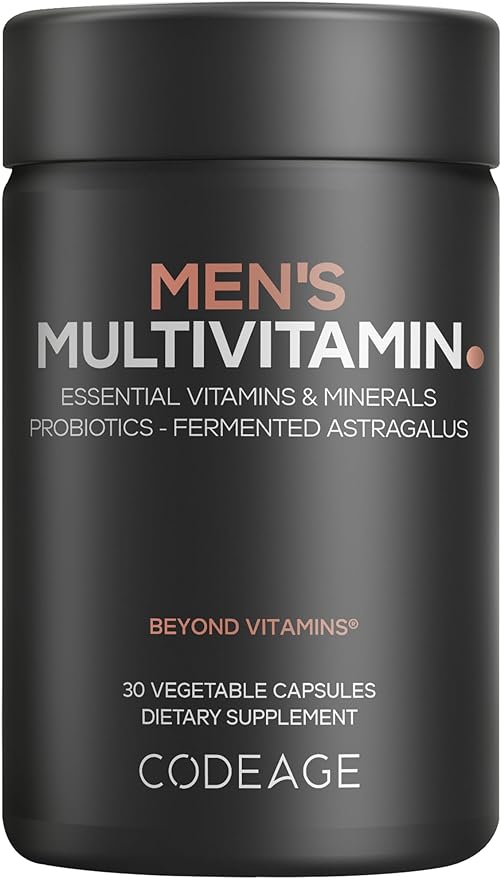 Codeage Men's Multivitamin - Daily Vitamins for Men with Vitamin A, C, D3, E, B12, Magnesium, Zinc, Iron, Chromium, Probiotics, Astragalus & More - 1 Capsule Per Serving - 30 Capsules