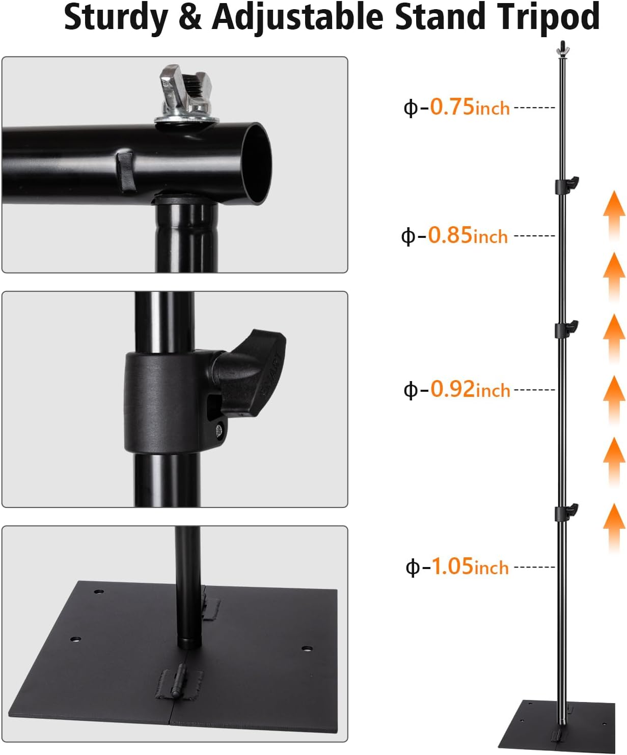 Pipe and Drape Photography Backdrop Stand Kit Adjustable Photo Background Stand 10ft x 8.5ft with Metal Base for Parties Weddings Birthday Party Events Photo Booth with 4 Clamps,Carrying Bag.