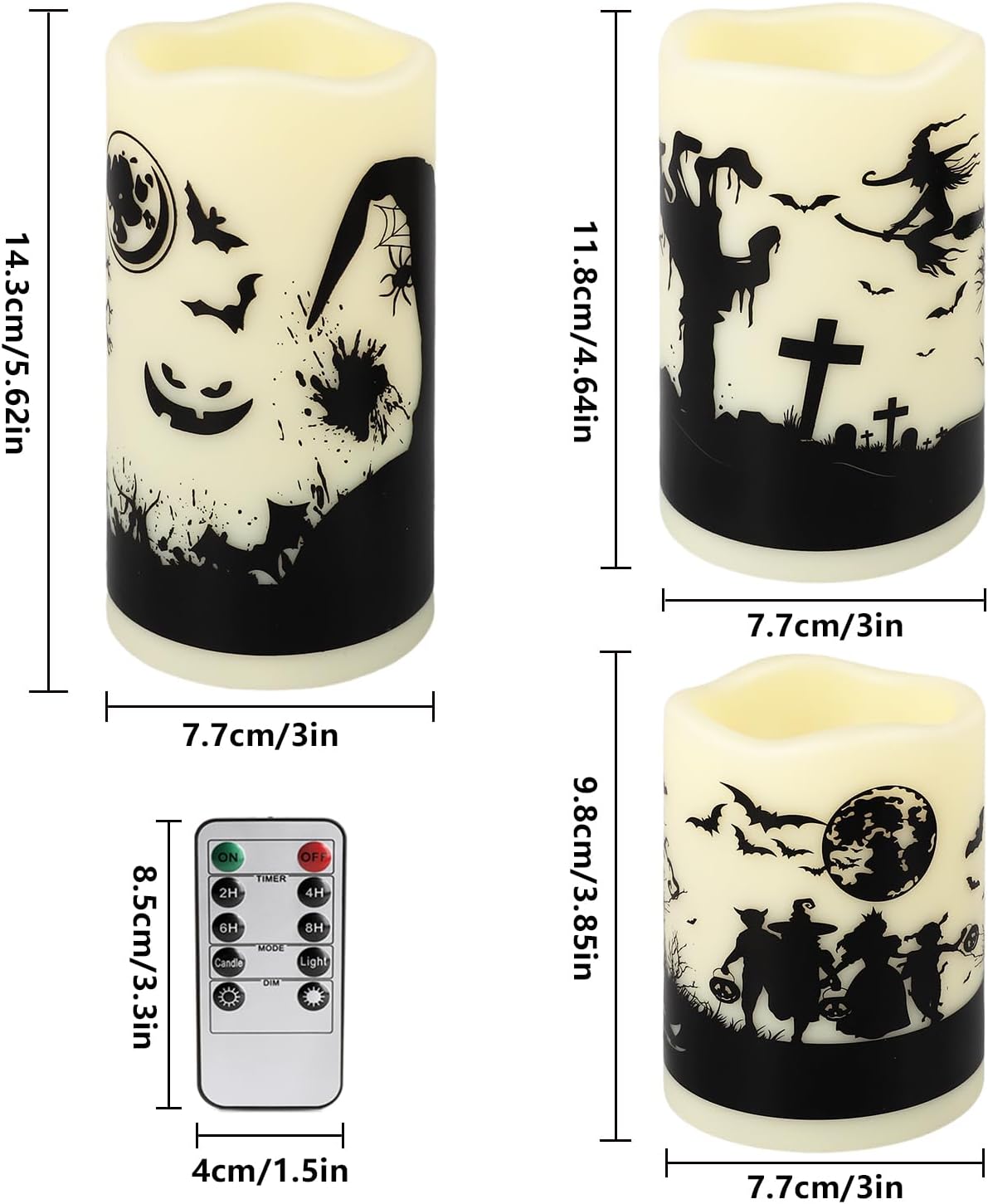 12-Pack Waterproof Flameless LED Candles - Remote Control & Timer, Dimmable Flickering for Halloween Decor Indoor/Outdoor, Haunted House, Party, Graveyard