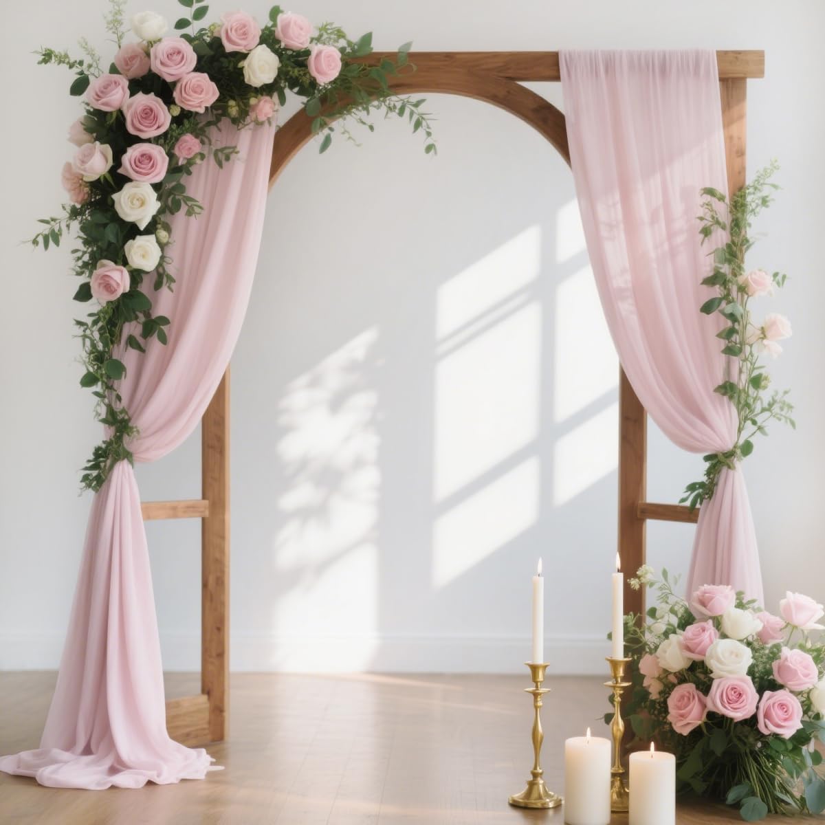MLMW Wedding Arch Draping Fabric 2 Panels 29" x 20Ft Easter Pink Sheer Wedding Arch Backdrop Drapes Outdoor Curtain for Ceremony Party Background Ceiling Decor