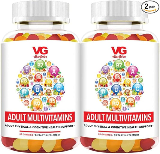 Adult Gummy with Vitamin, Vitamin C, Vitamin D Vitamin E, Niacin, Vitamin B6, Folate, Vitamin B12 Biotin, Pantothenic Acid, Sodium, Inisitol, Daily Multivitamin 120 Count (Pack of 2)