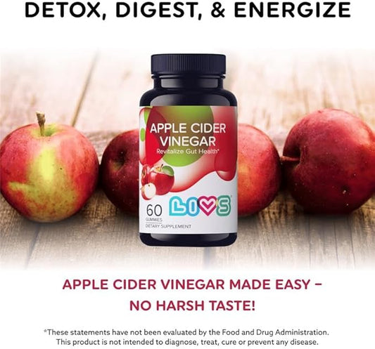 Apple Cider Vinegar Gummies | Organic Vegan ACV Supplement for Detox, Gut Health, Metabolism, Immune Support & Energy – Gluten-Free, Non-GMO & Vegan Gummies in Apple Cider Flavor – 120ct